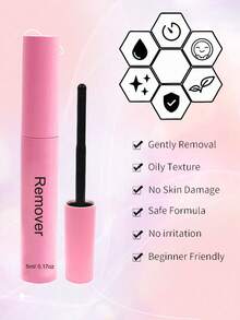 Waloshow 2pcs/Set Pink Eyelash Glue & Remover, Suitable For DIY Eyelash Extension, Cluster Lash Adhesive With Super Strong Bonding, Latex-Free, Waterproof, Eyelash Extension Glue (5ml*2)