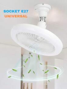 Ventilador Lámpara LED 30 Watts Alta Potencia e Iluminación Abanico con Socket con una Rotación de 360 Grados Multifuncional con 3 Tipos de Iluminación Luz Blanca Fría, Luz Neutra y Luz Cálida Control Remoto Aromaterapia Frescura Ideal para el Hogar - Blanco - Ver 4