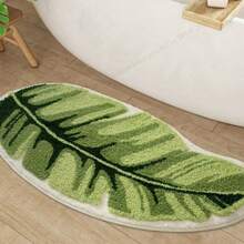 1 Peça Tapete de Banheiro de Folha de Palma Marrom Falso Lavável, Tapete Absorvente Antiderrapante para Decoração de Sala de Estar, Quarto e Entrada do Banheiro - Multicolorido - Visão 1