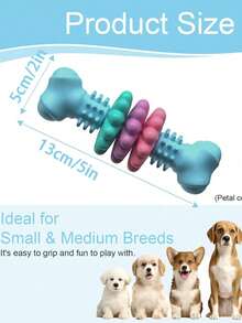 Puppy Chew Toys Indestructible Rubber Bone, Durable For Aggressive Chewers Small Medium Breed, Teething Anxiety Relief Pet Play Toy - Baby Pink - View 2