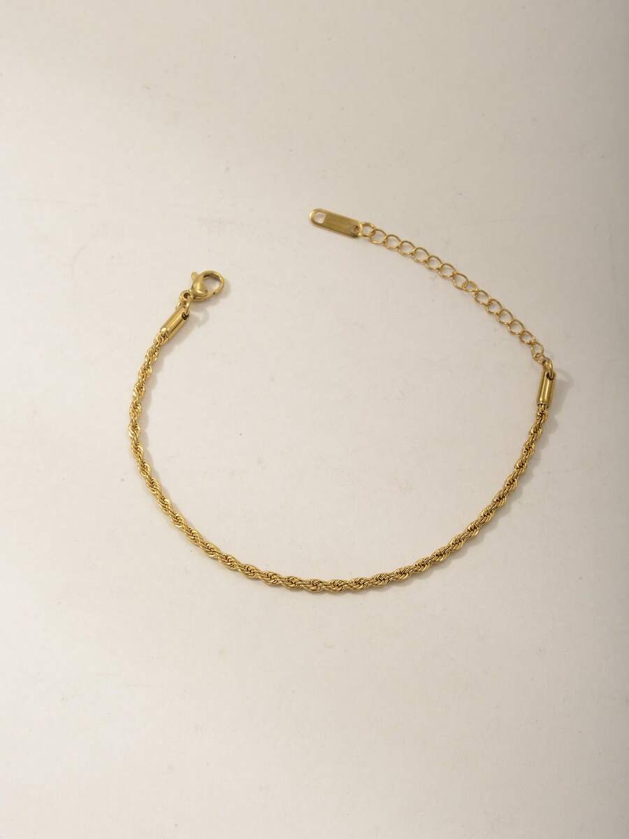 1件装金色不锈钢扭链手链，女士款 - 金黃色 - 查看 1