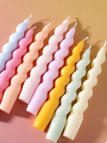 2pcs/Set-18cm Cute Twisted Long Stick Candle In The Ins Style Aromatic Scented Spiral Candle For Festivities And Parties Adds A Touch Of Warmth And Romance To Your Home! It Makes An Excellent Gift Choice And Is Suitable For Various Occasions: Birthdays, Mother's Day, Father's Day, Anniversary Gifts, Thanksgiving, And Valentine's Day - Multicolor - View 11