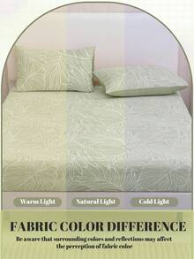 1件印花床笠（不含枕套），鼠尾草绿抽象叶子印花，亲肤床垫罩，图案印花床垫保护套，舒适柔软，透气保暖，多种尺寸可选，适用于标准双人床/单人床/大号双人床/特大号双人床，可机洗，家居装饰，房间装饰，卧室装饰，通过Oeko-Tex认证 - 彩色 - 查看 7