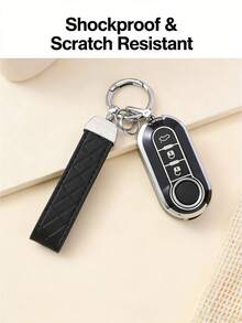 2个菲亚特专用TPU软壳简约高级汽车钥匙套+汽车专用钥匙链带螺丝刀，防刮防摔+0.1mm超薄超静音防指纹涂层，持久如新[请查看详情页了解兼容车型] - 3號20銀黑-銀黑F - 查看 2