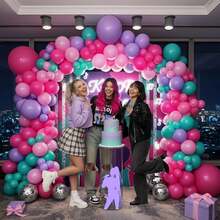 125 Stück Musik Jäger K-Pop-Themen Ballon Bogen Set, enthält leuchtend rosa, hellrosa, lila und blaue Latex-Ballons. Perfekt für Geburtstagsfeiern, Abschlussball Dekorationen, Junggesellenabschiede, Disco-Partys und Musik Jäger K-Pop-Themen Partyzubehör. - Verschiedenfarbig - Übersicht 4