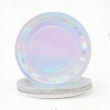 100个7英寸/9英寸一次性纸盘，防漏加厚，3秒即可清理，适用于派对/露营/家庭使用，适合生日、毕业典礼、圣诞节、感恩节、万圣节和其他庆祝活动。 - 銀色 - 查看 1