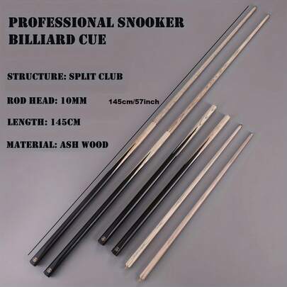 1/2 Snookerkö, 10 mm spets, vitt askträmaterial, lämplig för snooker och engelsk biljard