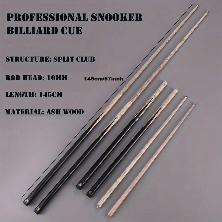 1/2英寸斯诺克球杆，10毫米杆头，白蜡木材质，适用于斯诺克和英式台球 - Ash wood - 查看 1