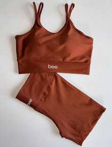 Women's Comfortable Fitness Set For Gym Workouts, High Waist, Padded Bra - 紅陶 - 查看 4