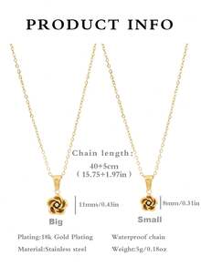 1 pièce Collier pendentif fleur de camélia en acier inoxydable, collier charm floral élégant, chaîne clavicule couleur or, cadeau pour maman, femmes - Doré - Voir 5