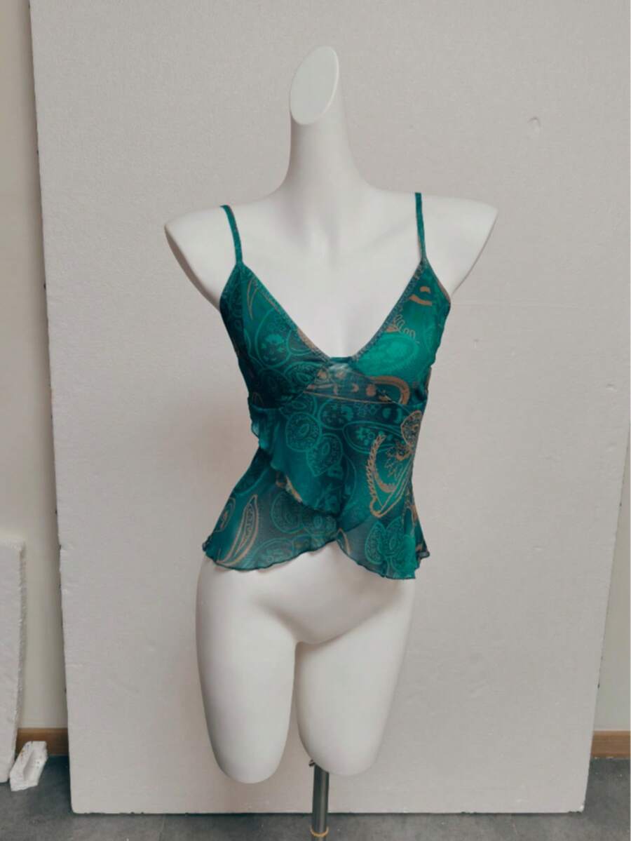 女士度假沙滩腰果印花时尚性感吊带背心 - 彩色 - 查看 1