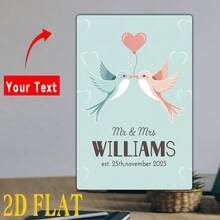 2D平面装饰牌匾，个性化婚礼铭牌，爱情鸟主题 - 复古设计 - 完美周年纪念礼物 - 新郎新娘金属牌，8x12英寸 - 彩色 - 查看 7
