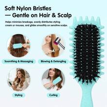 Peine rizado multifuncional anti-encrespamiento, masaje suave del cuero cabelludo, uso en seco y húmedo, crea un peinado perfecto, esencial para volver a la escuela, viajes y vacaciones, accesorio para el cabello de mujer, peine, cepillo para el cabello, peine de bordes, cepillo desenredante, herramienta para estilistas - Multicolor - Ver 6