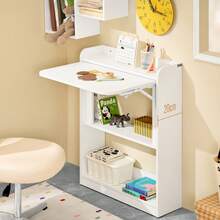 SoBuy Home Office Folding Table Desk Computer Desk Workstation With 3 Shelves White W64 X D58 X H82cm FWT92-W