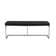 Black Leather Bench With Chrome Frame – Modern 130cm Bench For Dining Room, Hallway And Living Room - Black - View 5