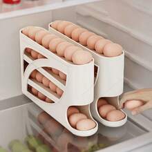 Caja de almacenamiento de huevos para refrigerador de múltiples capas y gran capacidad, bandeja giratoria deslizante para huevos, conservación de frescura - Multicolor - Ver 1