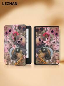 1个卡通猴子图案保护套，适用于 Kindle 2024、Kobo、Kindle NK 11/Kindle 儿童版/Kindle Paperwhite 5，电子书阅读器保护套，带自动唤醒/睡眠功能，纤薄便捷，完美贴合保护您的阅读设备，浪漫情人节礼物。 - 彩色 - 查看 2