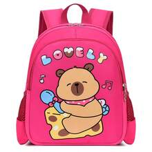 1pc Magenta Cartoon Bear Print + Nylon Backpack, Zipper Closure, Cute Style, Suitable For School, Travel, All Seasons - Hot Pink - View 8