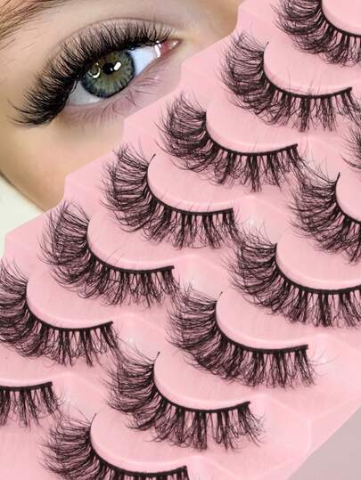 7 pares de pestañas postizas de lujo - Pestañas gruesas y largas, pestañas 3D, tiras de pestañas de mink falso suaves y ligeras, reutilizables, para crear un look de maquillaje de ojos cautivador