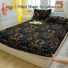 1件透气性极佳的星空图案床笠，柔软舒适的床垫罩，适用于卧室、客房和宿舍，床垫保护套，床上用品套装（不含枕套） - 彩色 - 查看 5