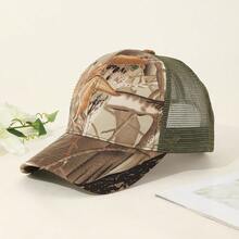 1pc Breathable Mesh Camouflage Unisex Outdoor Fashion Baseball Cap, 6 Panels, Sun Protection, Spring/Summer - A Color - View 2