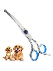 Juego de tijeras profesionales para aseo de mascotas, diseño de punta redonda - Acero inoxidable, adecuado para perros y gatos, corte curvo - Multicolor - Ver 12
