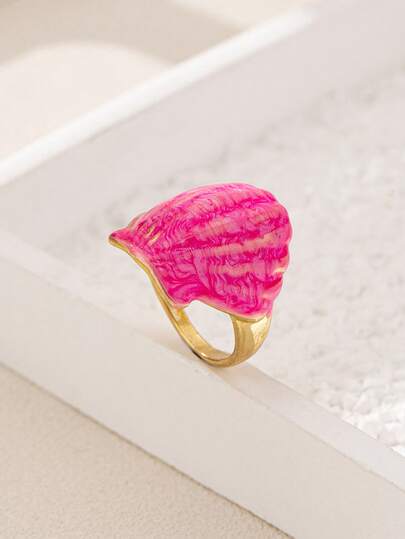 1pc Dopamine Inspired Ocean Themed Colorful Metal Shell Ring For Teens