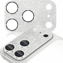 Protetor de Lente de Câmera para iPhone 17 Pro/17 Pro Max, Placa Protetora de Câmera com Diamantes Brilhantes, Vidro Temperado Ultratransparente, Dureza 9H, Antirriscos, Fácil Instalação, Prata e Laranja com Glitter. Ideal para uso diário, escritório e casa. Capa Protetora para Câmera de Celular com Cristais Brilhantes, À Prova D'Água, Resistente a Choques, Quedas e Arranhões. - A - Ver 3