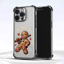 Funda para teléfono con espejo de hombre de jengibre y mensaje dulce. Compatible con  17,  16 Pro Max,  15 Pro Max,  13 y  12. Fabricada en TPU, ofrece una excelente protección contra golpes y caídas. Ideal como regalo divertido para familiares, amigos, celebraciones navideñas y ocasiones especiales como cumpleaños o Navidad. - Negro - Ver 2