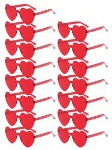 10/15pcs Frameless Heart Shaped Black , Funny Heart Shaped Glasses Suitable For Party, Christmas Gifts - Red - View 12