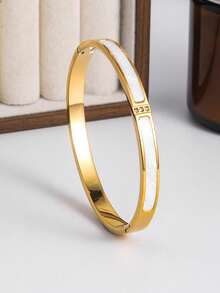 5pcs Titanium Steel Waterproof & Fade-Resistant Women's Fashion Bracelet, 18K Stainless Steel Ladies Jewelry, Gift For Girlfriend/Valentine's Day - Gold - View 9