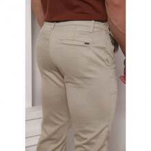 Men's Tailored Smart Casual Twill Trousers With Slash Pockets And Welt Pockets - Beige - View 2