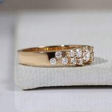 Delicate Synthetic Zirconia 18K Gold Plated Women's Elegant Wedding Engagement Ring - Gold - View 2