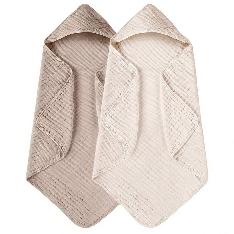 2pcs/Set Baby Hooded Bath Towel, Soft Absorbent Towel, Suitable For Newborns And Infants, Large Size 31x31 Inch, Essential Baby Daily Necessities - 彩色 - 查看 1