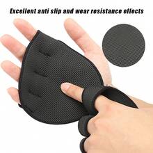 1双半指健身手套，杠铃哑铃掌垫，防滑耐磨，男女通用，适合举重、悬垂和引体向上 - 黑色 - 查看 3