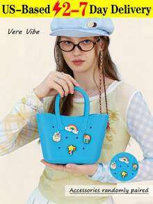 1PC Mini Children Silicone Solid Color Flower Hollow DIY Detachable Handbag Summer Beach Bag Mini Bag Handbag - Nhiều màu - Xem 16