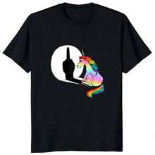 Unicorn Finger T Shirt Women Mens T-Shirt Streetwear Tshirts Anime Clothes Four Seasons - 款式9 - 查看 1