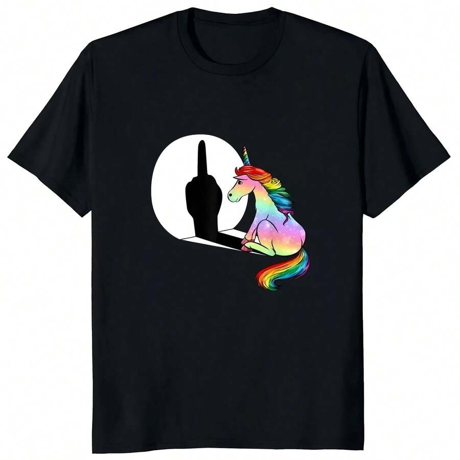 Unicorn Finger T Shirt Women Mens T-Shirt Streetwear Tshirts Anime Clothes Four Seasons - 款式9 - 查看 1