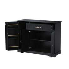 Modern And Elegant Sideboard With 3 Doors And One Drawer, Ideal For The Dining Room, Living Room And Hallway (Black) - 黑色 - 查看 9