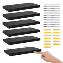 ASDF-LOKOOY Set de 6 Unidades Estantes Flotantes Soportan hasta 8 kg Repisas Flotantes estantes flotantes de Pared Estante de Almacenamiento Flotante Simple y Moderno 30 * 15 * 1.5 Negro Natural Café - 301515 - Ver 7