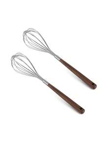 1/2/6件装不锈钢木柄手动打蛋器/搅拌器 - 无需电池，耐用金属设计，方便烘焙和烹饪，非常适合打发和混合食材，手动打蛋器 | 手动搅拌器 | 坚固耐用 - 彩色 - 查看 7