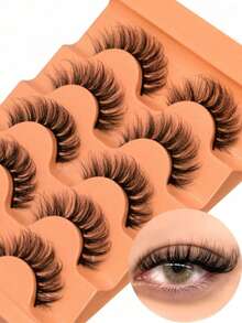 Fluffy Cartoon Style False Eyelashes, Natural Cat Eye Design, Faux Mink, Makeup Tool (7D40) Fake Lashes - Black - View 1