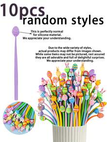 10pcs Easter Theme Neutral Rocking Pen, Cute Easter Egg Shaped Rabbit, Chick And Rainbow Design Fun Attractive Stationery, Lovely Ballpoint Pen For Easter Party Gift Basket Filler, Birthday Party, Classroom Reward And Office Supplies - Multicolor - View 9