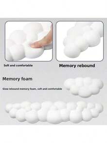2pcs/Set Cloud Keyboard Wrist Rest Kit, Including Non-Slip Base Cloud Wrist Rest, Desk Phone Mat, Flower Coaster, PU Leather Keyboard Wrist Pad With Ergonomic Memory Foam, Suitable For Computer, Laptop, Office, Gaming, White - Multicolor - View 9