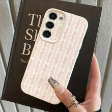 1pc TPU Striped Floral Pattern Phone Case Compatible With Samsung Phones A15/A14/A13/A12/S24/S23/S22/S21/S20/S10/A72/A73/A71/A50/A53/A52/A32/A31/A05S - White - View 4