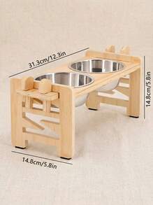 PETSIN Adjustable Elevated Cat Bowls Stand With 2 Stainless Steel Bowls, Tilted Raised Pet Feeder And Water Dispenser, Non-Slip Base, Suitable For Small Dogs And Adult Cats - Beige - View 4