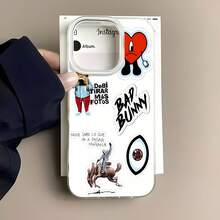 Estuche para teléfono Sticker Fun Design Collection para  17,  16 Pro Max,  15 Pro Max,  13 y  12 Fabricado en material de TPU que brinda protección contra golpes y caídas Un gran regalo para familiares, amigos, seres queridos, novios, novias y el Día de San Valentín - Blanco - Ver 2