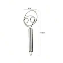 Stainless Steel Flour And Noodle Mixer, Mixing Rod, Manual Double Coil Dough Tool, Dough Mixer, Mixing Rod - Multicolor - View 3