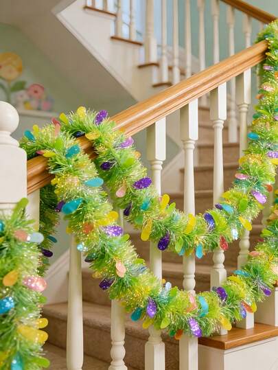 1件套复活节花环套装，彩色毛绒装饰，节日场景装饰，派对装饰，壁炉装饰，生日悬挂装饰，室内家居装饰