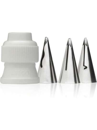 - Juego de 4 tubos de decoración de volantes, incluye puntas de acero inoxidable: 030, 040, 070 y un acoplador estándar,40808095